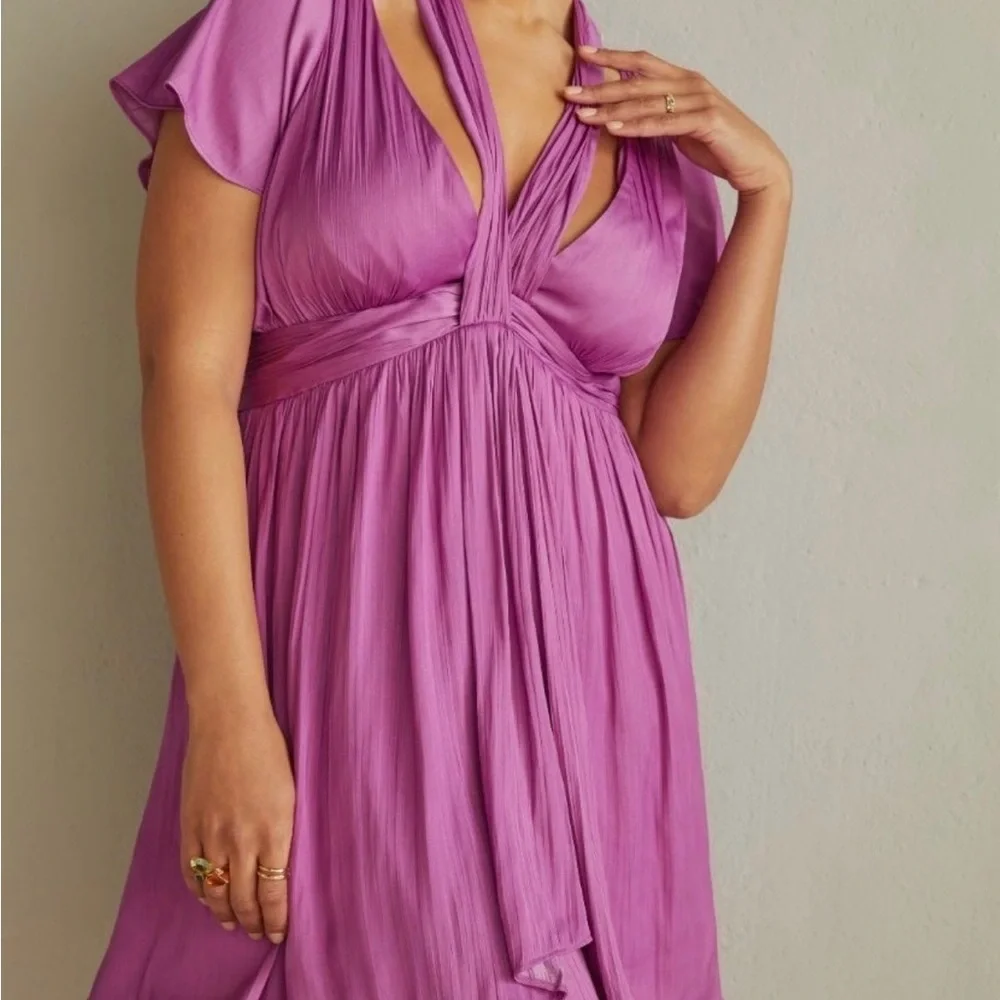 Anthropologie V-Neck Luminous Mini Dress - NWT! - Picture 2 of 8